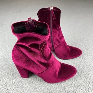 Steve Madden Women's 10 Edit Burgundy Velvet Suede High Heel Mid-Calf Boot
